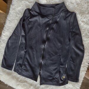 New Balance girls black diagonal zip up jacket LW